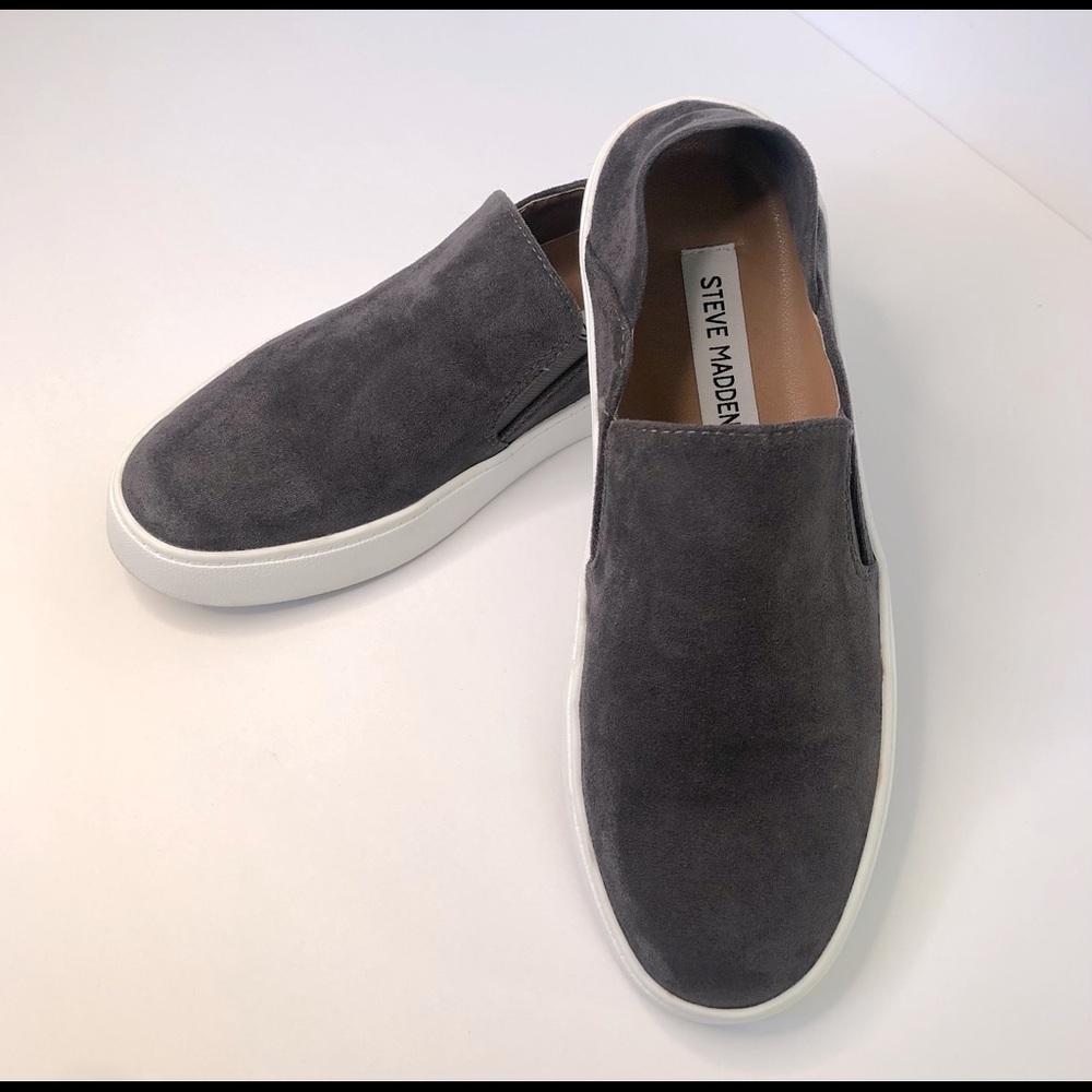 Steve Madden Gray Suede Slip On Shoes